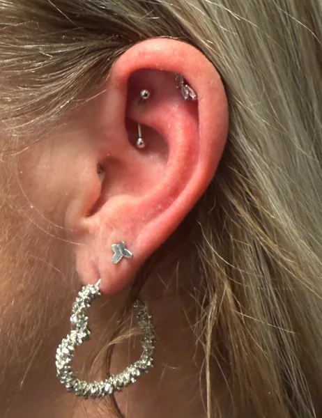 Ohrpiercings mit silberfarbenen Ringen – Mahdis Piercing-Galerie, Gestochen Scharf Brandenburg