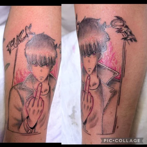 Anime-Tattoo in zwei Ansichten – Tattoo von Nancy bei Gestochen Scharf