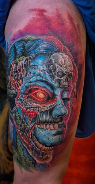 Farbiges Cyborg-Porträt – Tattoo von Stephan bei Gestochen Scharf